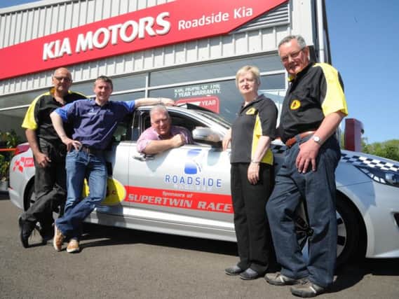 Armoy race officials including Clerk of the Course Bill Kennedy at Roadside KIA in Coleraine.