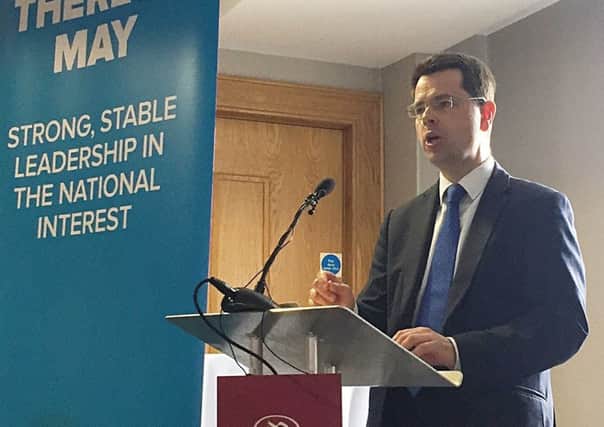 Northern Ireland Secretary James Brokenshire speaks during the  Conservatives' Northern Ireland manifesto launch at the Crowne Plaza hotel in Belfast. Photo: David Young/PA Wire