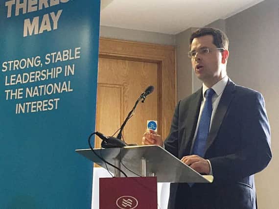Northern Ireland Secretary James Brokenshire speaks during the Conservatives' Northern Ireland manifesto launch at the Crowne Plaza hotel in Belfast
