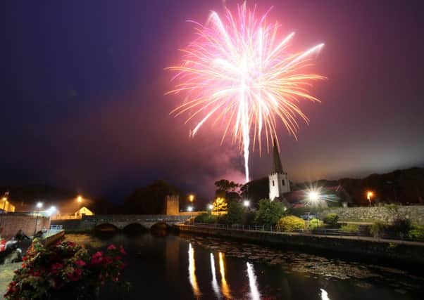 Fireworks over the coastal village of Glenarm