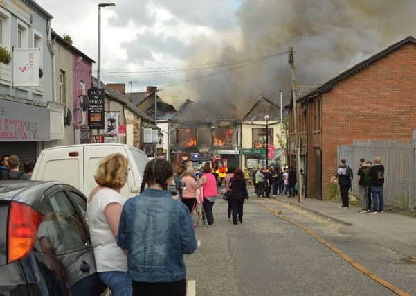 A dark plume of smoke hung over Ballymena town centre. Pic: Dylan Stephens