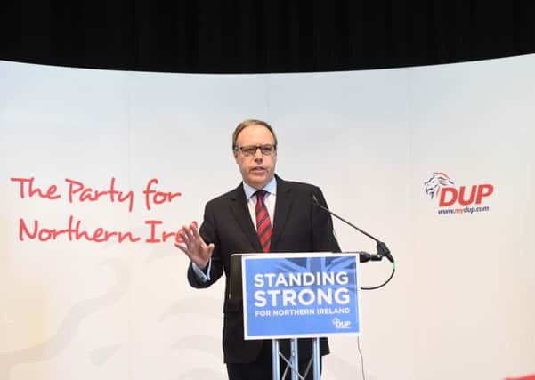 Nigel Dodds during the DUP manifesto launch  at The Old Courthouse in Antrim on Wednesday morning ahead of the General election on the 8th of June.
Pic Colm Lenaghan/ Pacemaker