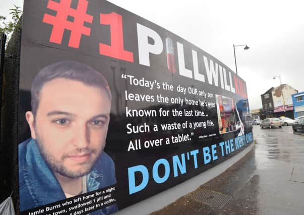 The unveiling of a 1PillWillKill Mural to at Twaddell Avenue in north Belfast. The Unite-sponsored mural aims to ensure that many more young people are aware of the consequences of taking unknown pills and drugs.