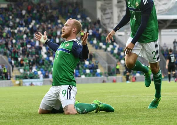 Northern Ireland's Liam Boyce  celebrates his first international goal in the 1-0 win over New Zealand