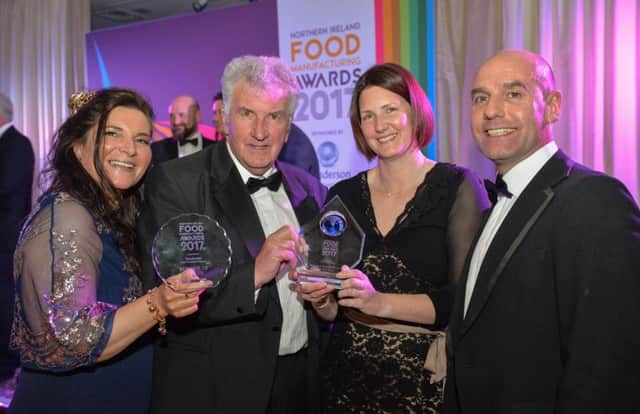 Pictured is (L-R) John Mullholland, Fiona McMullan, John McCann MBE and Julie McCann from Willowbrook Foods.