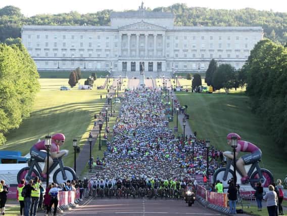 Pedal power: Thousands of riders at the big start at Stormont
