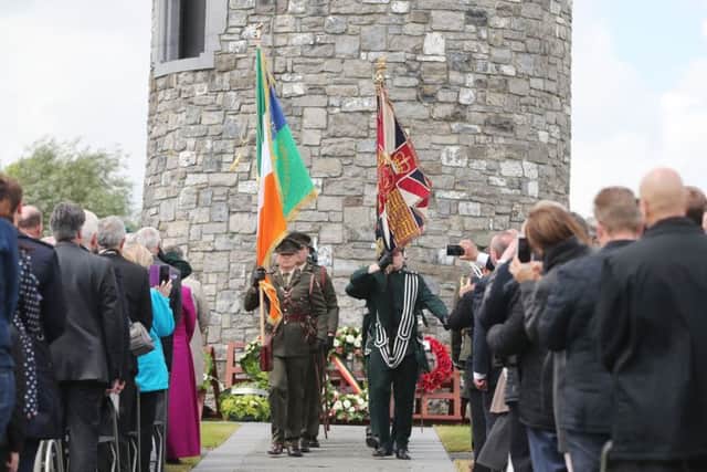 Irish and UK representatives at the ceremony at the Island of Ireland Peace Park in Messines, Belgium
