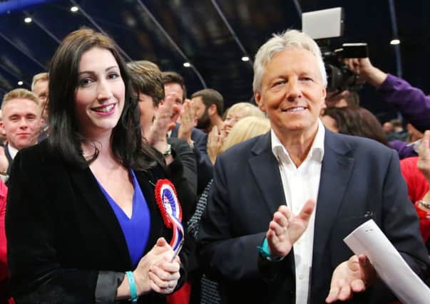 June 8 2017: 

Emma Little-Pengelly with Peter Robinson  pictured at the election count at Titanic Exhibition Centre Belfast for the Belfast South election count