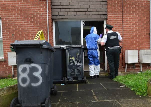 PSNI police and  forensics pictured at the scene of a  incident in Mark Street Newtownards.
Picture By: Arthur Allison: Pacemaker.