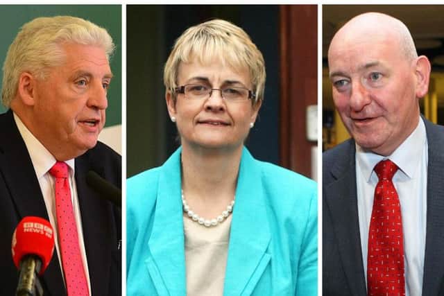 (l-r): Alasdair McDonnell (South Belfast), Margaret Ritchie (South Down) and Mark Durkan (Foyle) lost their seats, wiping out the SDLP's presence at Westminster. All three are former leaders of the party.