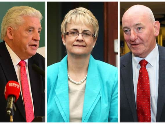 (l-r): Alasdair McDonnell (South Belfast), Margaret Ritchie (South Down) and Mark Durkan (Foyle) lost their seats, wiping out the SDLP's presence at Westminster. All three are former leaders of the party.