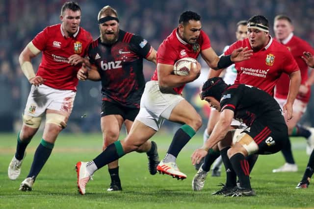 British and Irish Lions' Ben Te'o breaks during the tour match at the AMI Stadium, Christchurch
