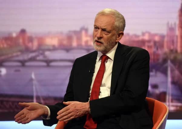 Labour leader Jeremy Corbyn appearing on the BBC One current affairs programme, The Andrew Marr Show on Sunday. Mr Corbyn is so close to the Tories in number of votes that he could easily win another election. Photo: Jeff Overs/BBC/PA Wire