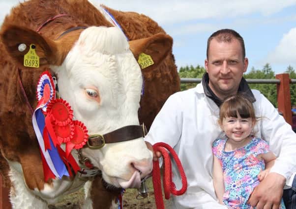 Jonny and Sophie Hazelton from Dungannon with their Simmental champion at Saturdays Armagh show