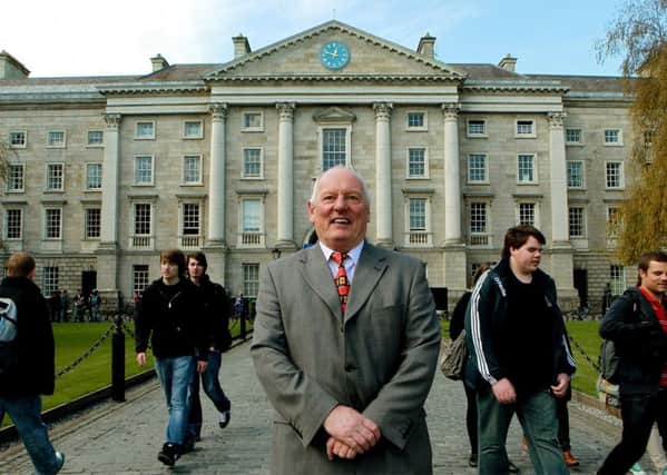 Jeffrey Dudgeon at his former university, Trinity College Dublin, in 2011 when he ran unsuccessfully as a unionist candidate for the Irish senate. Photo: Julien Behal/PA Wire