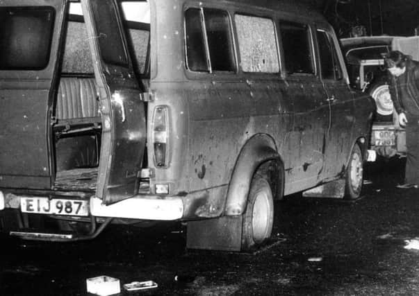 The ten Protestant workmen were taken out of their van at Kingsmills and linked up against it before being gunned down. The bullet holes can be seen right across the van.