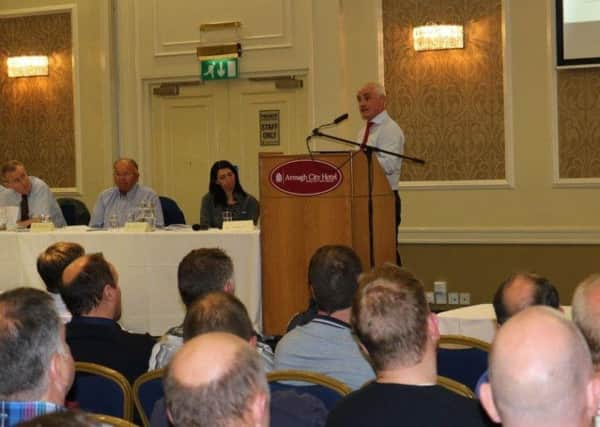 Michael Collins, CFO LacPatrick, addressing the special general meeting held in Armagh City Hotel on Tuesday, June 13th, 2017