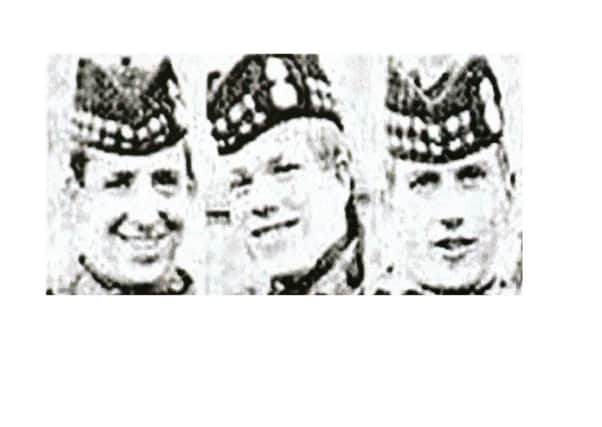 Three Scottish Soldiers: from left, Dougald McCaughey, John McCaig, Joseph McCaig  from the Royal Highland Fusiliers. The trio were murdered by the IRA in March 1971 in north Belfast
