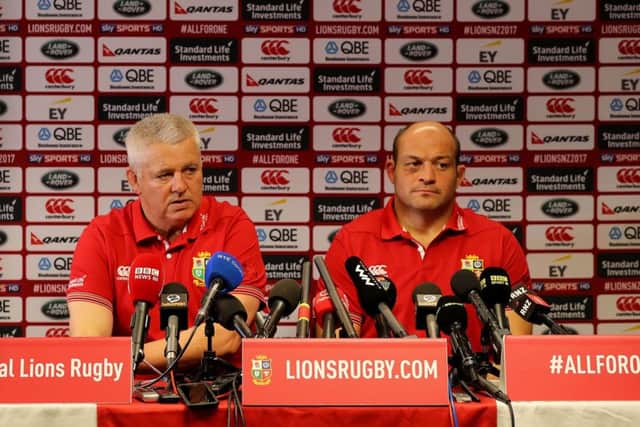 Head coach Warren Gatland and Rory Best who will captain the team on Tuesday