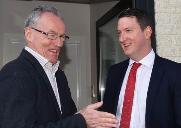 Sinn Fein's Gerry Kelly, left, with Sinn Fein Westminster candidate for North Belfast  John Finucane before the recent poll. Pic Colm Lenaghan/Pacemaker