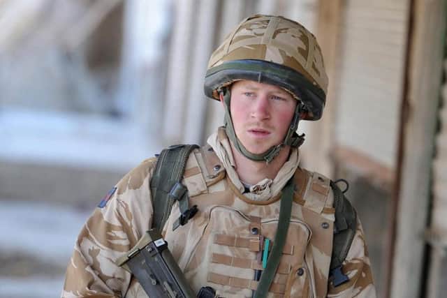 Prince Harry on patrol through the deserted town of Garmisir close to FOB Delhi (forward operating base), where he was posted in Helmand province Southern Afghanistan.