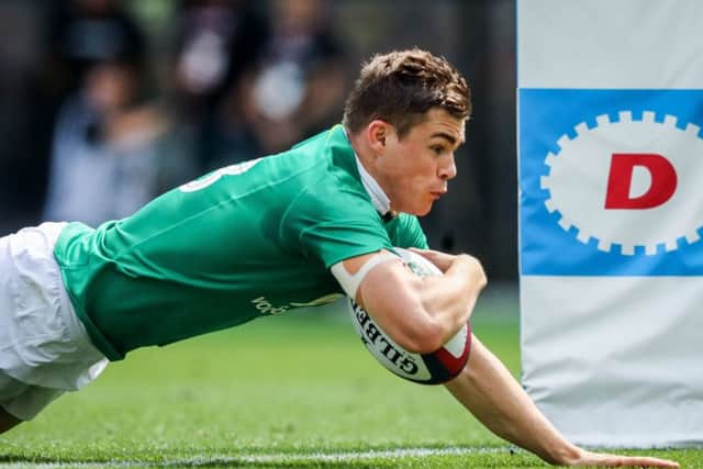 Ireland's Garry Ringrose scores the first try of the game against Japan