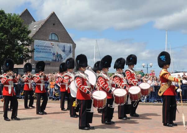 Pipes and Drums of the Royal Irish Guard pictured during a musical display at the Armed Forces Day in Bangor.