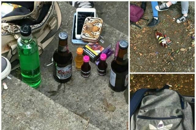 Booze was seized from underage drinkers in the River Walk area of Banbridge. Pic posted by PSNI Banbridge