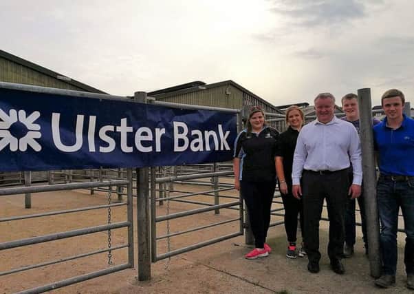 Co Tyrone and Co Fermanagh YFCU members are pictured with Ulster Bank representative Ciaran Cassidy at the Co Tyrone and Co Fermanagh beef and sheep stock judging heats