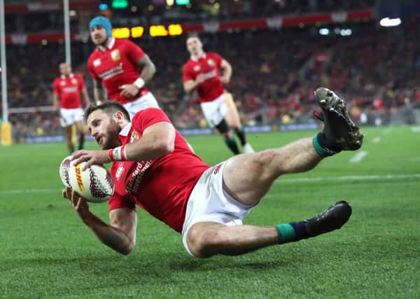 British & Irish Lions Tommy Seymour scores his second try against Hurricanes