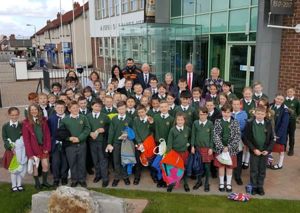 Pupils from Donaghadee Primary School after their visit to the Belfast museum