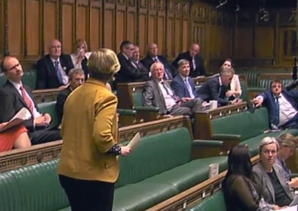 The stance of the DUP's MPs (seated on their benches) on abortion was questioned by a number of MPs