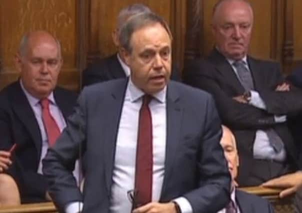 Nigel Dodds speaking at the House of Commons on Wednesday