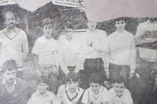 A childhood picture of Gordon Browne with Carrickfergus team-mates, including a young Ryan Eagleson