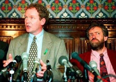 Jeremy Corbyn, right, with Martin McGuinness of Sinn Fein at the House of Commons in 1995. Corbyn is a Marxist IRA sympathiser, Theresa May our most pro-Union PM in decade. "The DUP could have demonstrated the Union was indeed their guiding star. Instead, they reflexively asked to see the chequebook."