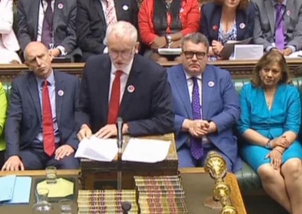 Labour party leader Jeremy Corbyn speaks during Prime Minister's Questions in the House of Commons: June 28, 2017