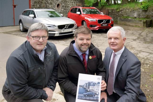 Greers of Antrim & Coleraine Dealer Principal Andy Duke, UFU Membership Director Derek Lough, SMW General Manager Brain Gribben.  Volvo models featured V90 Cross Country & XC90.