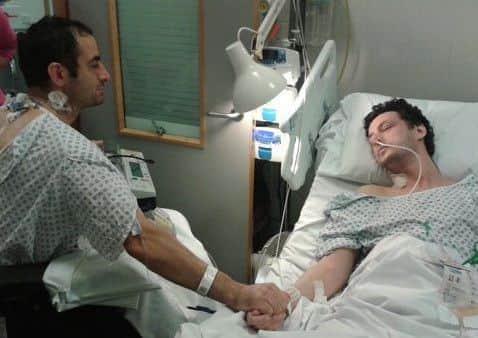 Aaron Smyth with his cousin Robert Smyth before the operation