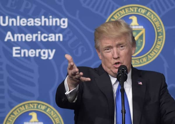 President Donald Trump speaks at the Department of Energy in Washington on Thursday (AP Photo/Susan Walsh)