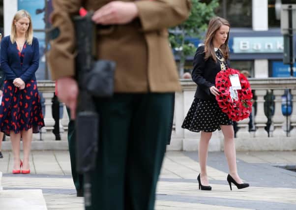 Wreath laying at Belfast City Hall