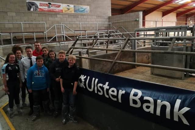 Co Down YFCU members are pictured with Ulster Bank representative Fintan Murray at the Co Down beef and sheep stock judging heats