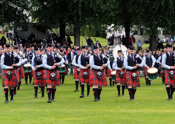 Pipe Major Richard Parkes MBE (left in front row) and Field Marshal Montgomery Pipe Band pictured entering the competition arena at the All-Ireland Pipe Band Championships at Lurgan Park on Saturday 1st July 2017.