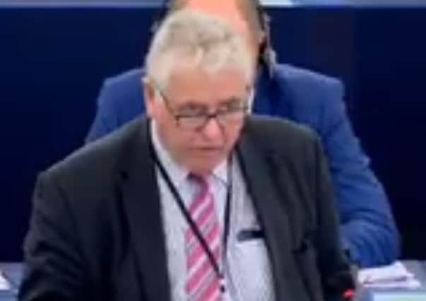 Jim Nicholson addressing MEPs in the European Parliament yesterday
