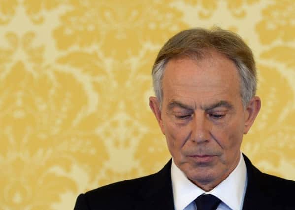 Tony Blair at a press conference at Admiralty House, London, where her responded to the Chilcot report