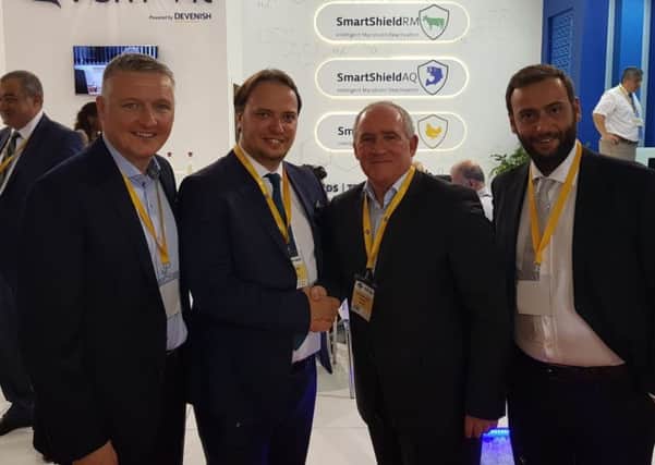 Pictured at the joint stand at VIV Turkey are (L-R) Patrick McLaughlin, Chief Operating Officer Devenish Group, Onat ONATER, Shareholder and General Manager, Yem-Vit, Peter Wallace, Executive Vice Chairman, Devenish Group and Onur ONATER, Shareholder and Vice General Manager, Yem-Vit