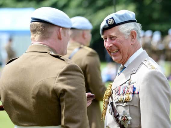 The Prince of Wales visits Salisbury Cathedral to celebrate the Army Air Corps 60th anniversary and to attend a consecration service for its new guidon or heraldic banner.