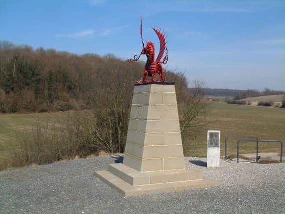 The Welsh Red Dragon Memorial at the scene of the Battle of Mametz.