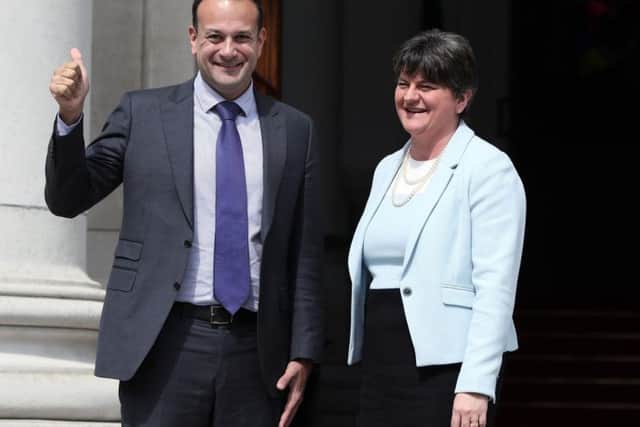 Taoiseach Leo Varadkar welcomes DUP leader Arlene Foster to Government Buildings in Dublin. Varadkar claimed to support the  diversity and decency of Canadian pluralism, yet seems to support an Irish language act in defiance of the spirit of the Belfast Agreement
