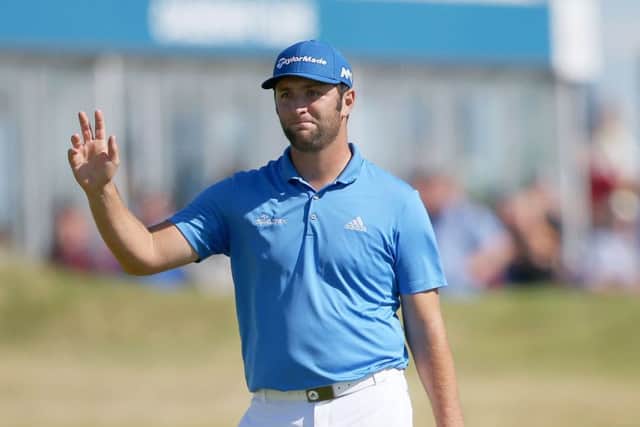 Spain's Jon Rahm waves to fans after his round during day three of the Dubai Duty Free Irish Open at Portstewart Golf Club