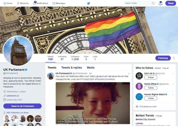 As well as being flown at Parliament, the rainbow flag was also emblazoned on its official Twitter account